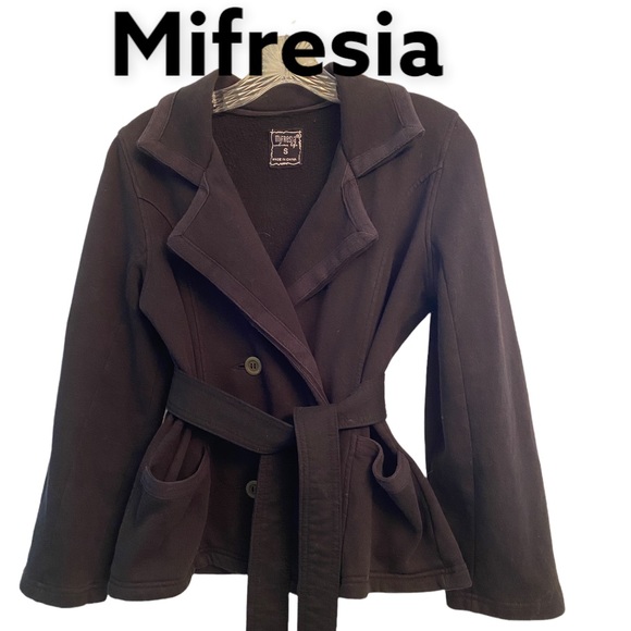 Mifresia Double Breasted Black Fleece Jacket S - Picture 1 of 9